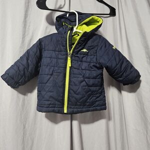 Pacific Trail Navy and Neon Yellow Kids Puffer Jacket‎